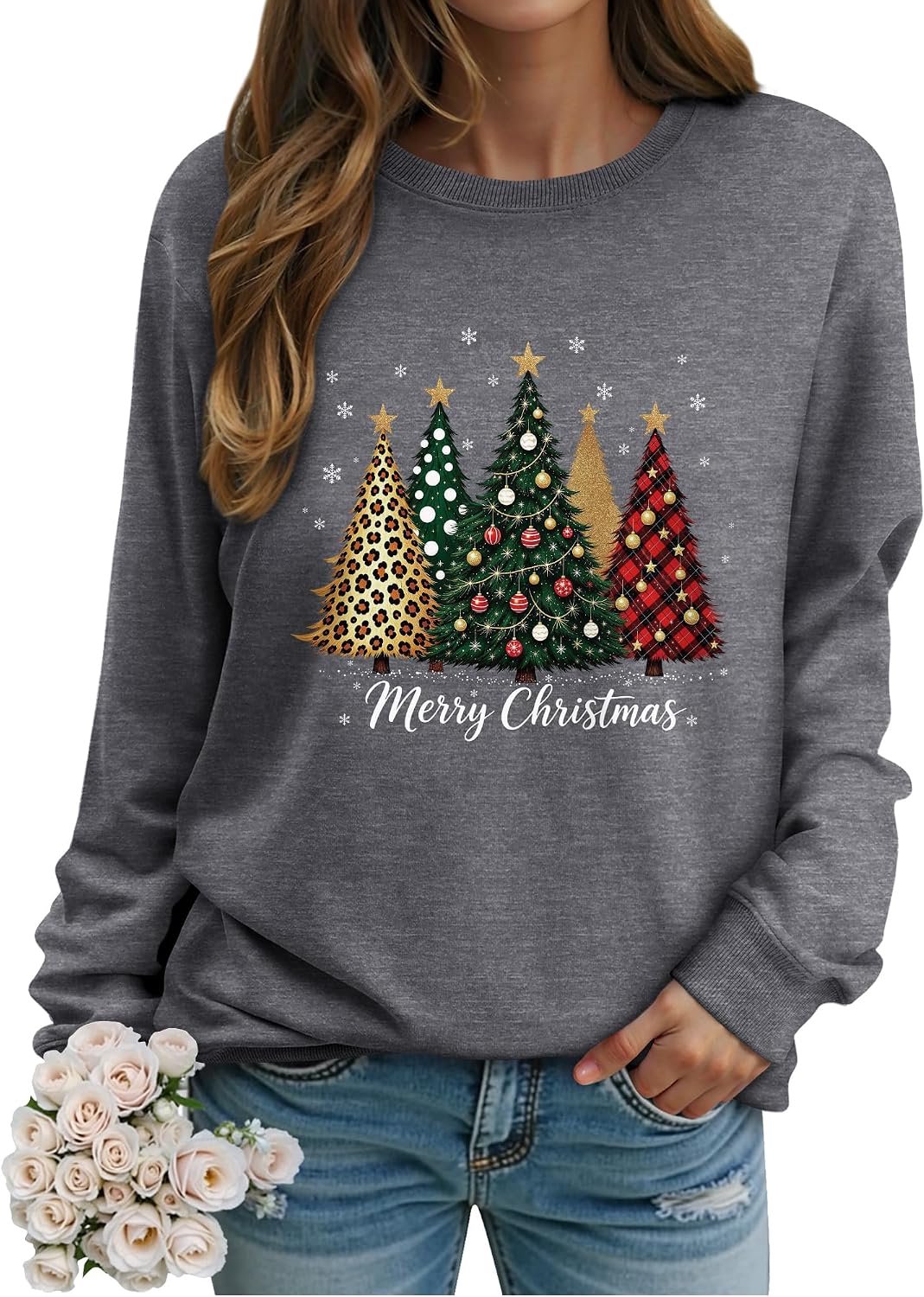 Kersttrui met print "Merry Christmas