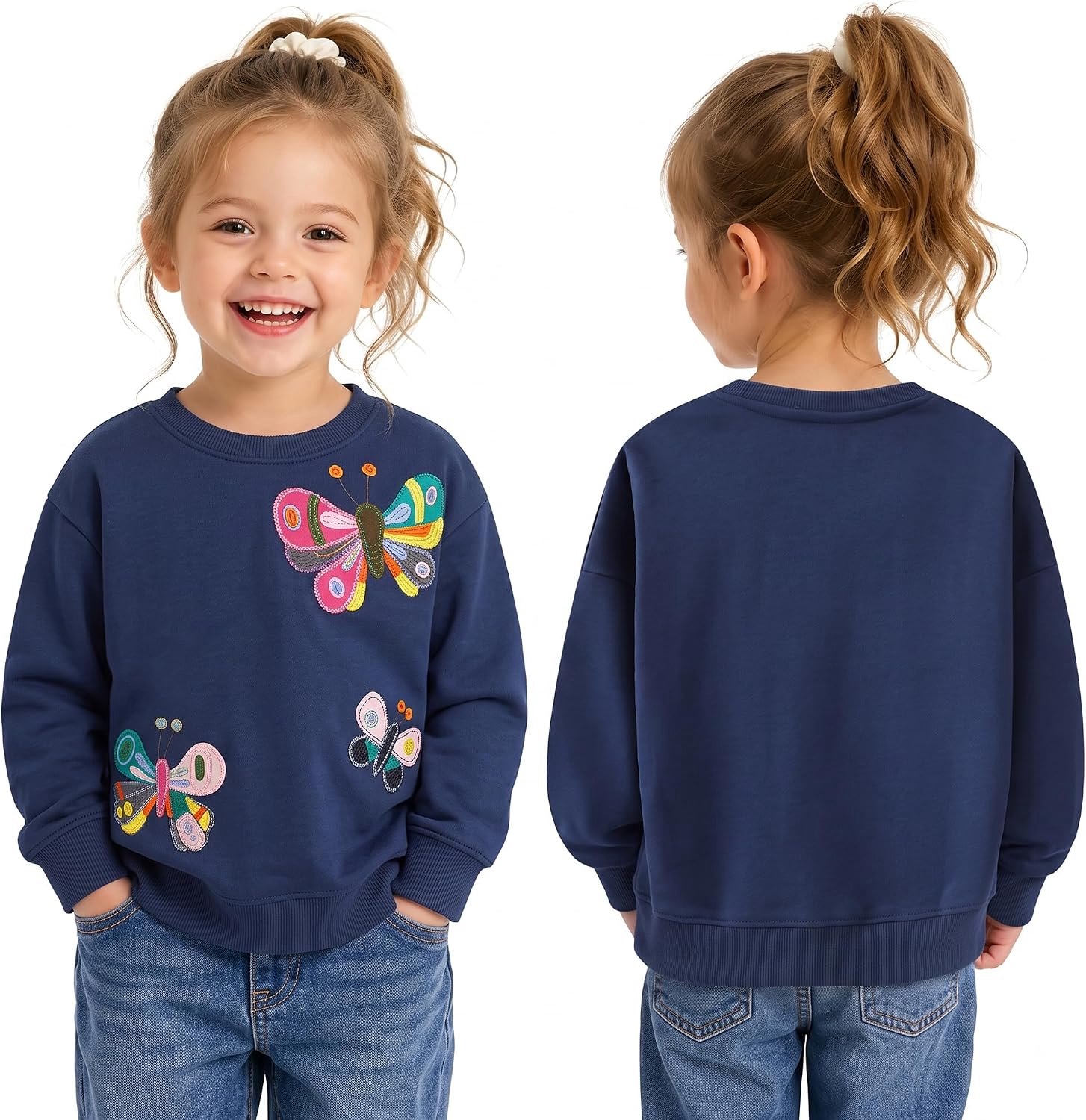 Sweatshirt voor meisjes, katoen, casual, oversized, lange mouwen, met stickerei