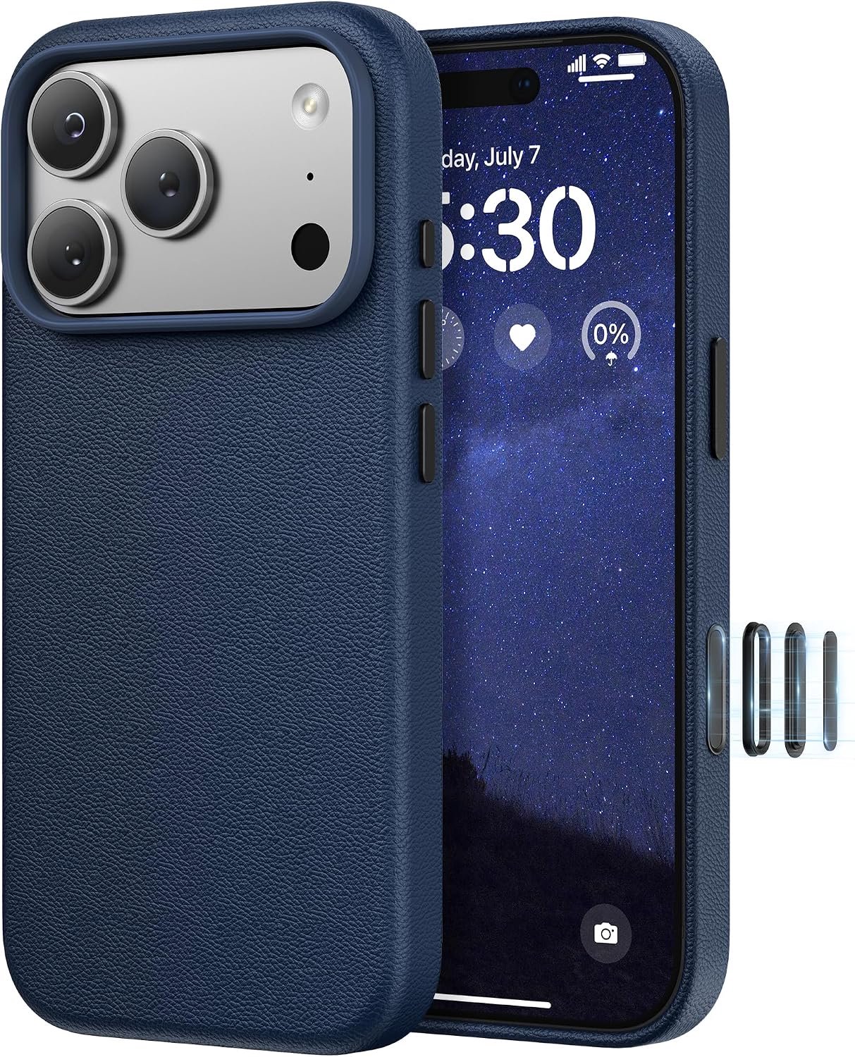 Zandarix Hoesje Hoesje Geschikt voor - Apple iPhone 18 Pro - Back Cover Hoesje - Hoogwaardig Kunstleer - Geschikt voor Mag - Cameraknop - Middernachtblauw