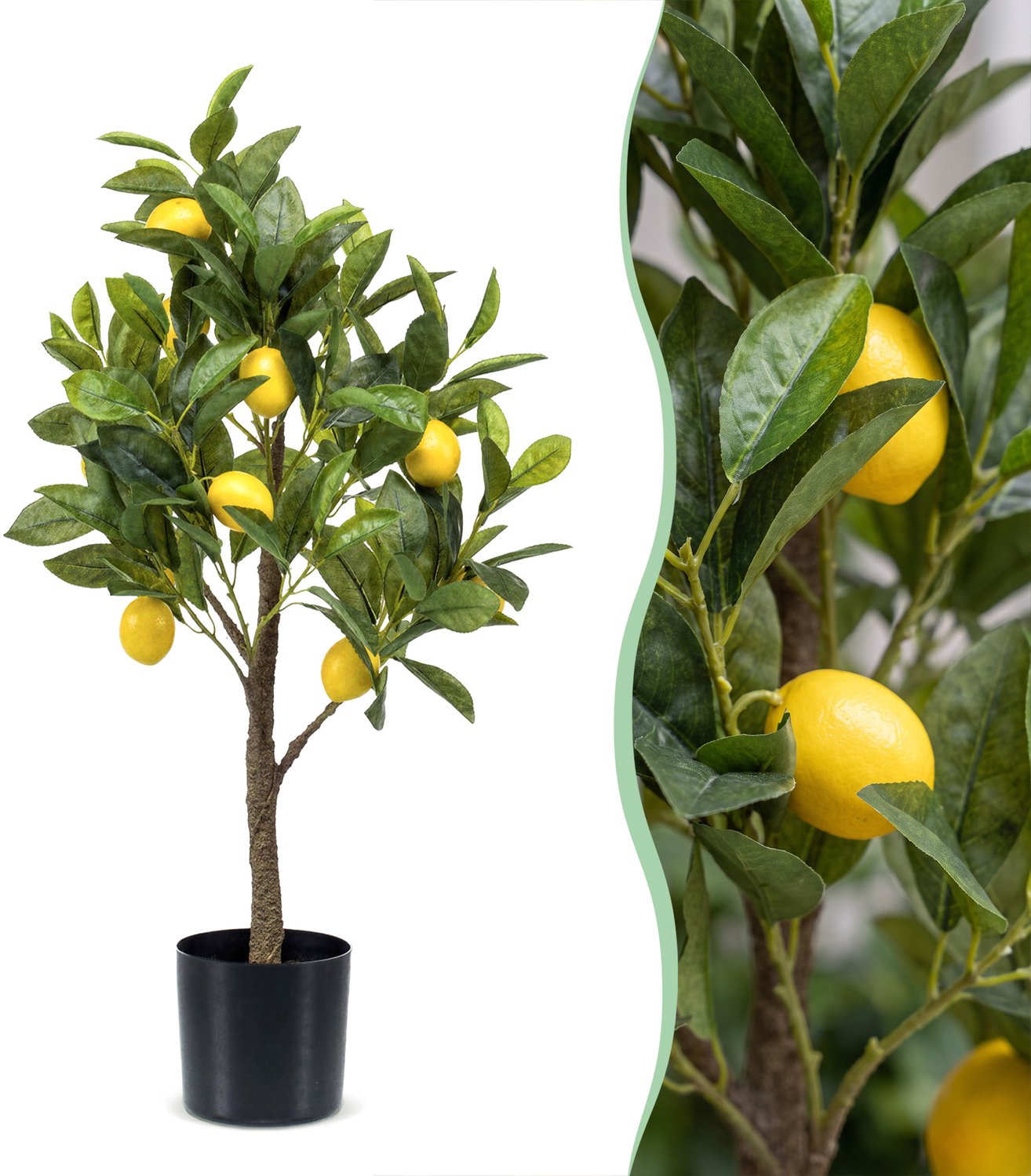 Green Boutiq Kunstplant - Citrus Limonia - Citroenboom - 75 cm Geel