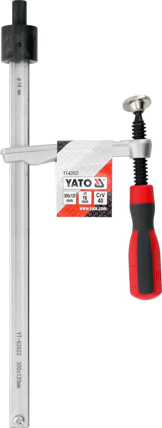 YATO Spantang / Lassklem voor Lassen- en Werktafels Ø 16 mm - Max. Bereik 300 mm & Auslading 120 mm - Chroom-Vanadium Staal (#40) - Ergonomische Handgreep (PP+TPR)