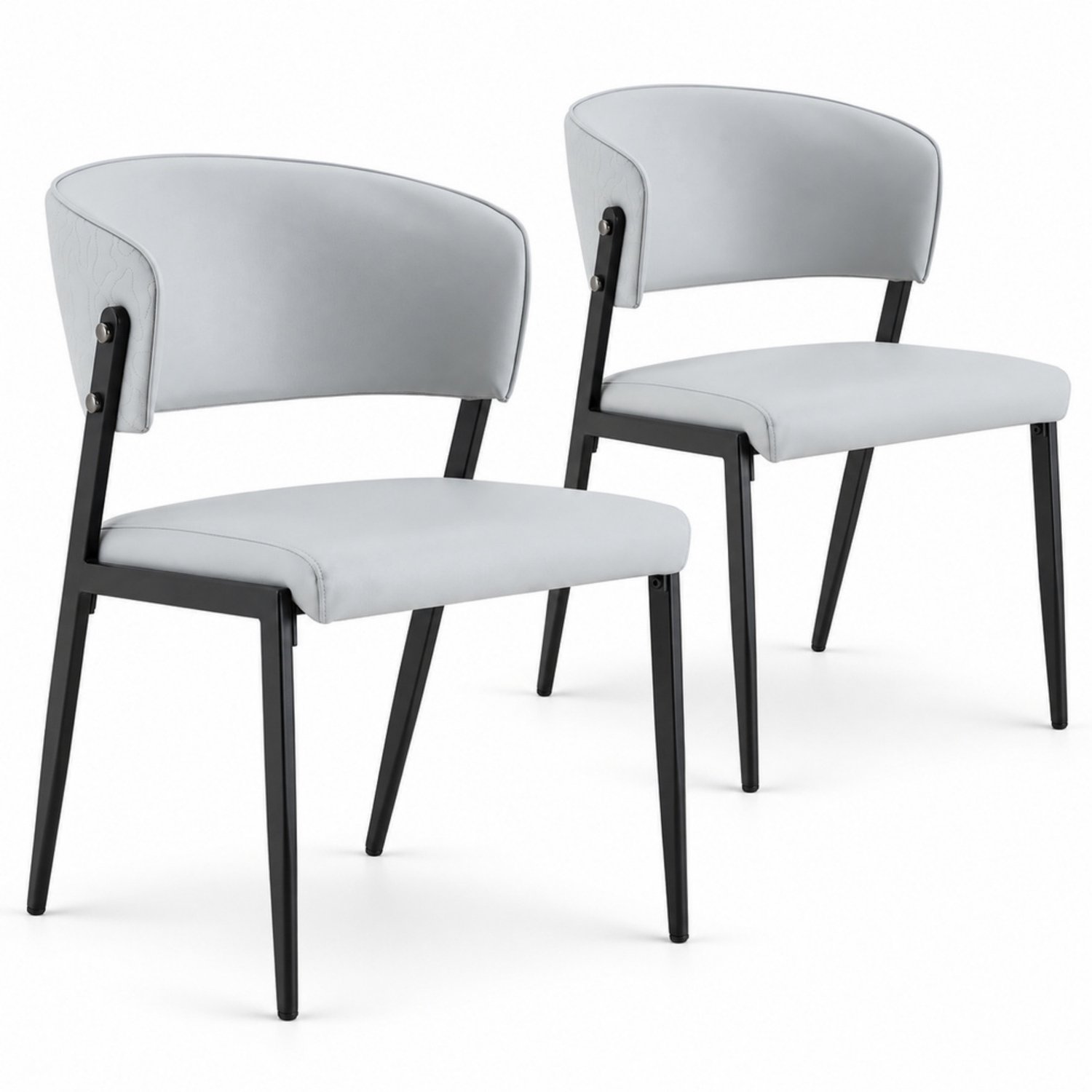LONG DRAGON - Eetkamerstoelen - Set van 2 - Lichtgrijs - Gepolsterde zitting en rugleuning