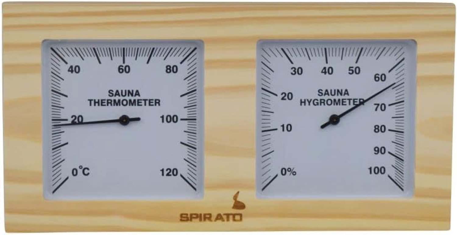 Sauna thermometer en hygrometer 9 x 9 cm - houten frame - grote schaal - eenvoudig af te lezen - Vemera