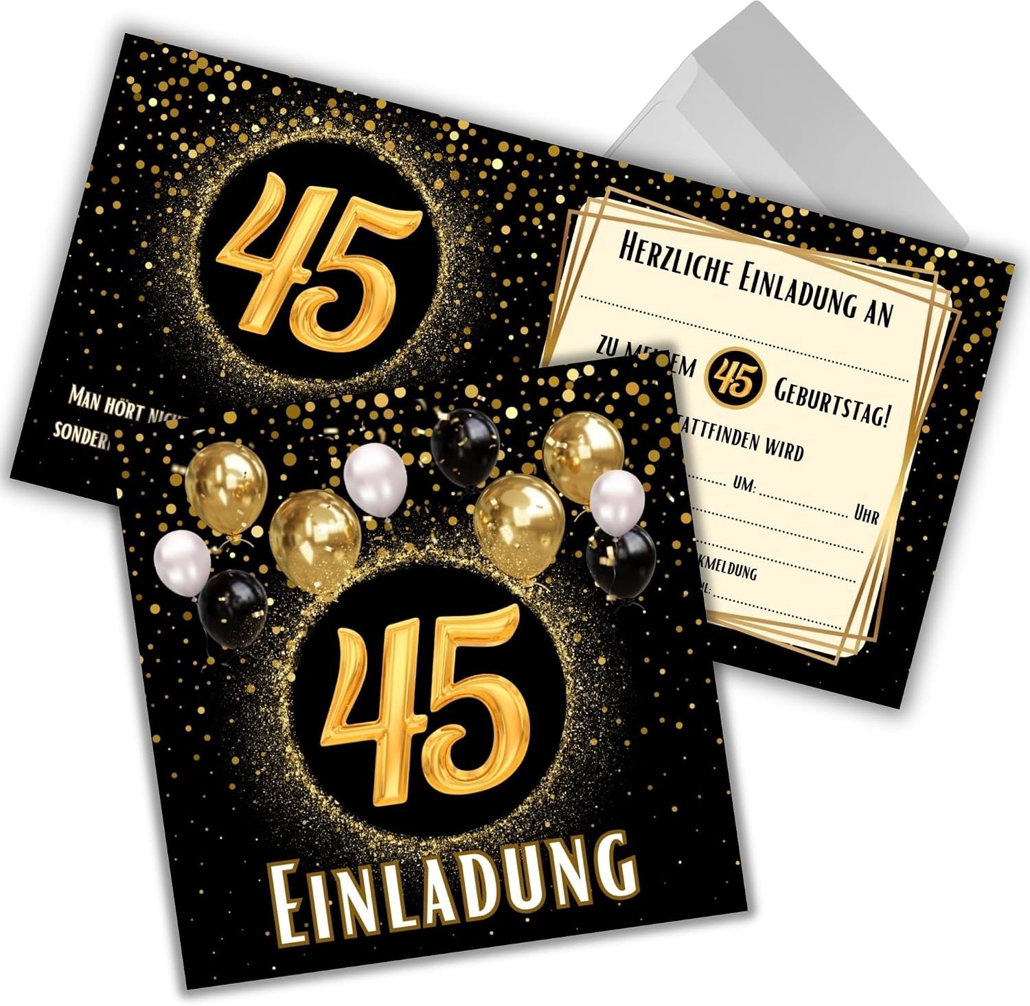 45e verjaardag - 12 stuks met enveloppen - 12x12 cm