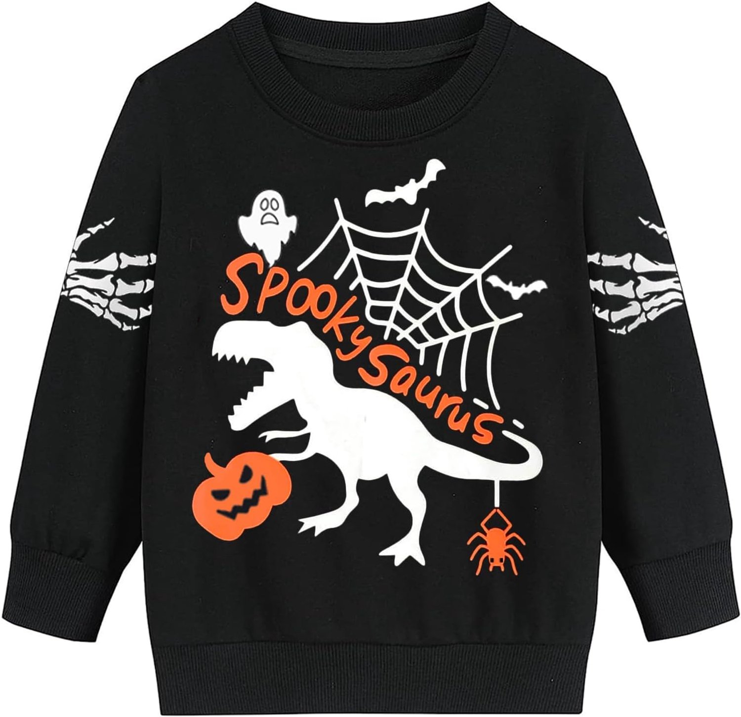 Halloween trui met pompoen en skelet