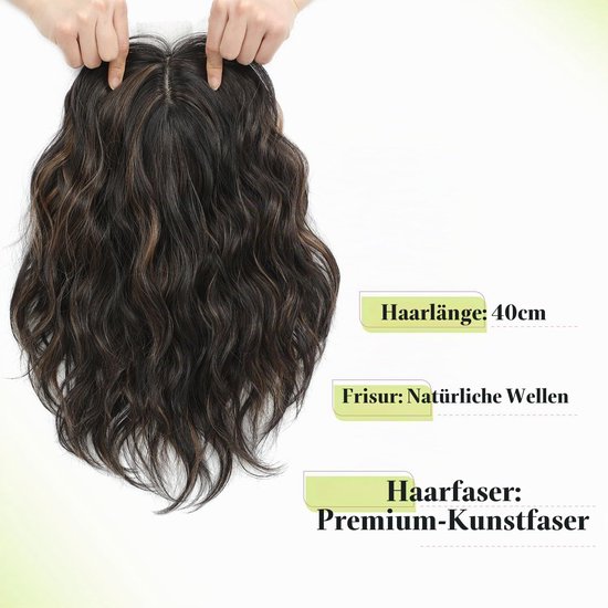 Haartopper 25cm bruin met highlights voor dun haar — afbeelding 5