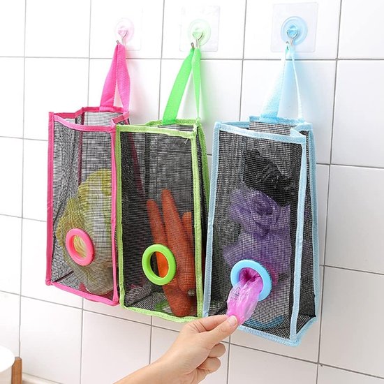 Plastic zakhouder - L-groen - ademend mesh - ideaal voor groente en fruit - Vemera — afbeelding 4