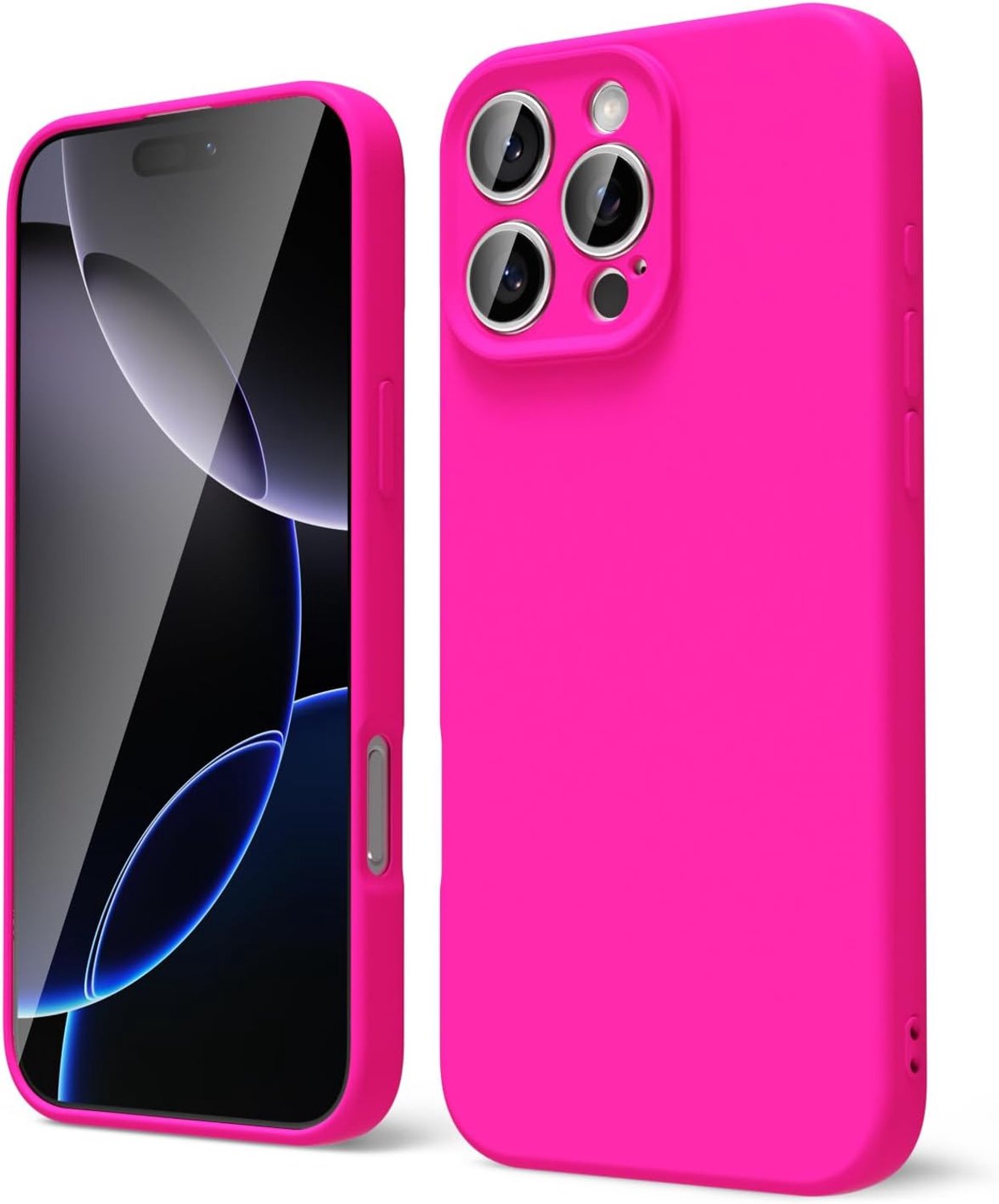 Hoesje met camerabescherming voor iPhone 16 Pro Max, mat, neon roze