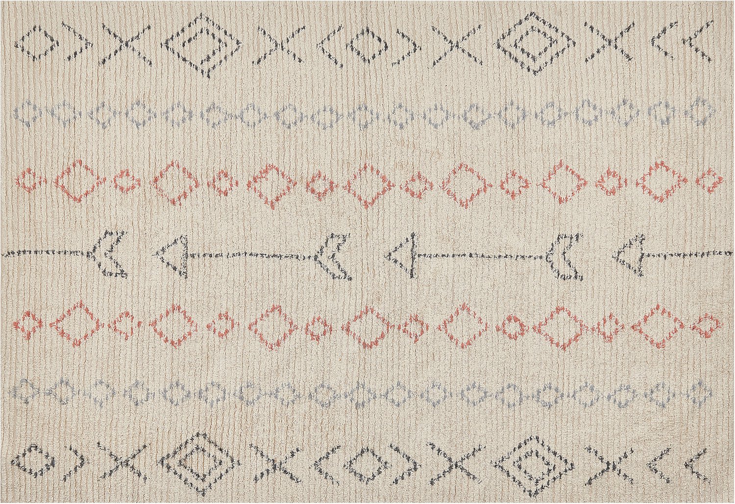 Beliani DISPUR - Laagpolig vloerkleed - Lichtbeige - 140 x 200 cm - Katoen