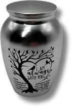 Mini Urn Tree of Life - Zilverkleurig - Kleine Urn voor As - Inclusief Vul Schepje - Herinnering Huisdier & Mens - Keepsake Urn - 6.5 cm