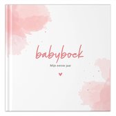 Fyllbooks - Baby Boek Mijn Eerste Jaar - Invulboek Baby - Watercolour Roze - Geschikt voor alle Gezinssamenstellingen