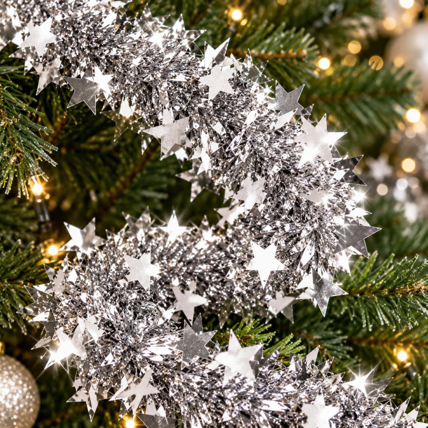Kerstslinger zilver 750cm - 3x - Guirlande folie lametta - Zilveren kerstboom versieringen
