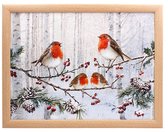 Cosy Creations Schootkussen – Laptray – Dienblad met kussen - Laptoptafel - Schoottafel roodborstjes op tak 44 x 33 x 6 cm met Pepermuntdoosje