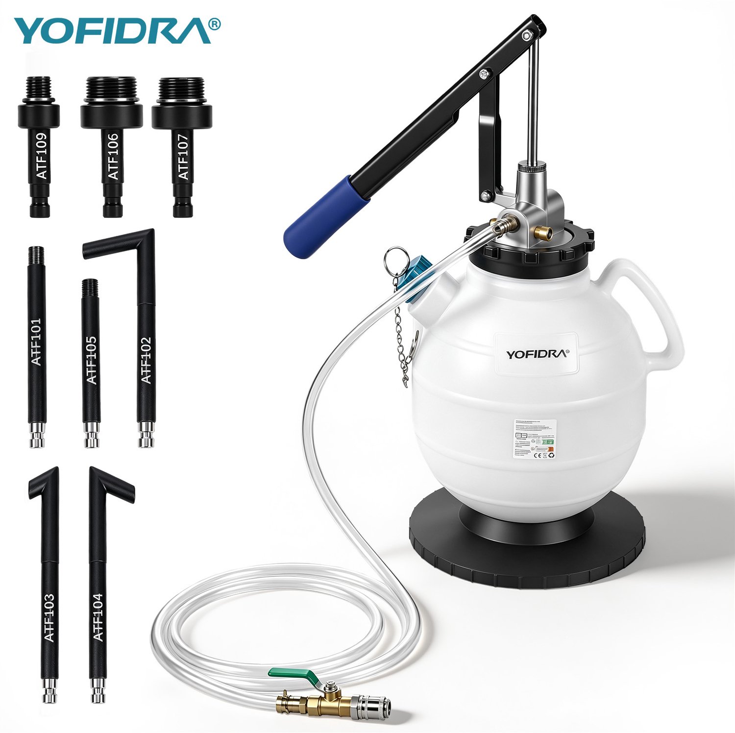 Yofidra Getriebeölpumpe 3L - Versnellingsbakoliepomp - Transmissievloeistof - met 8x ATF-adapters - transmissie vloeistof overdrachtspomp lucht aangedreven