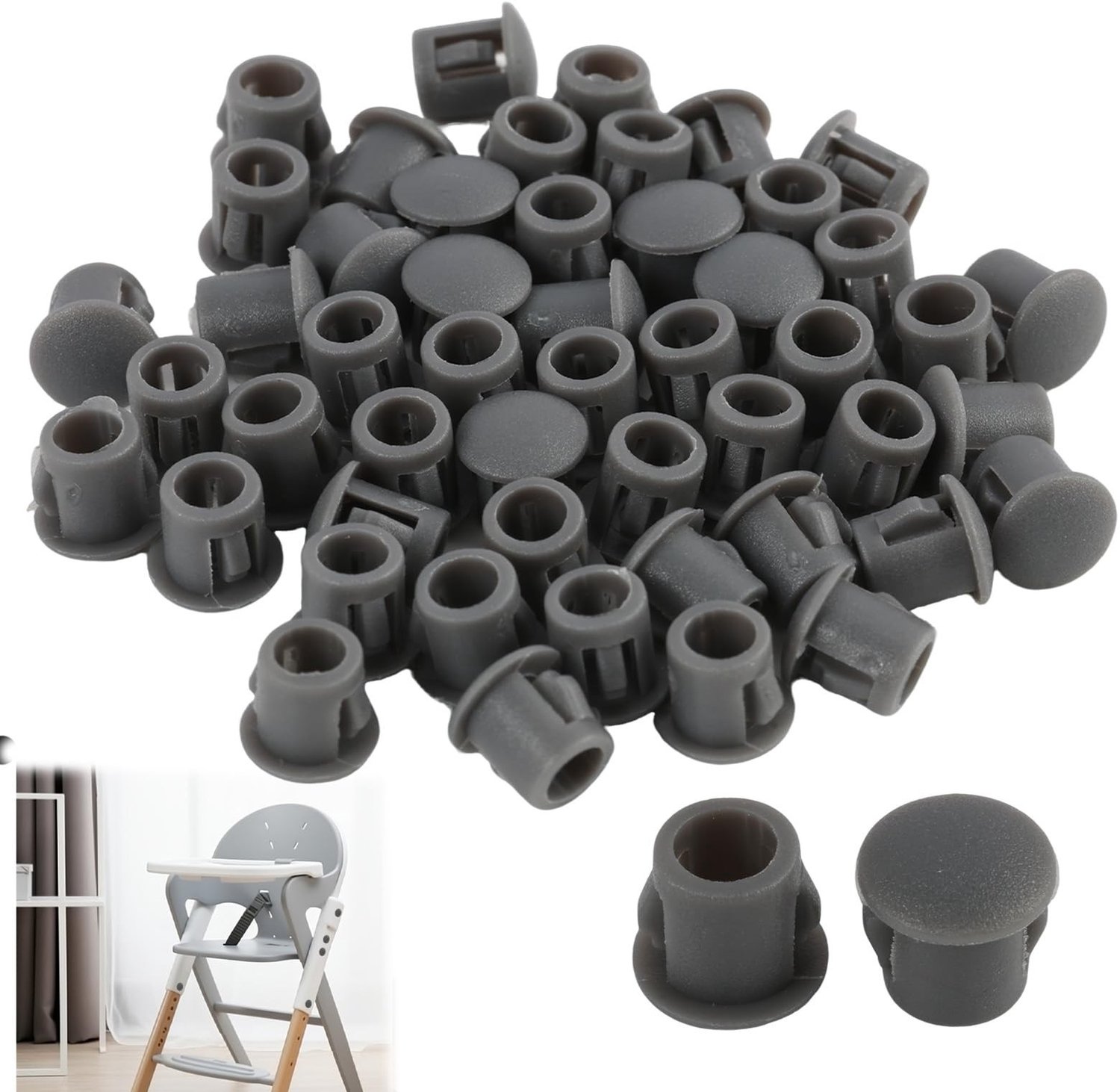 Set van 50 Grijze Kunststof Stoppers voor Boorgaten en Meubelprojecten