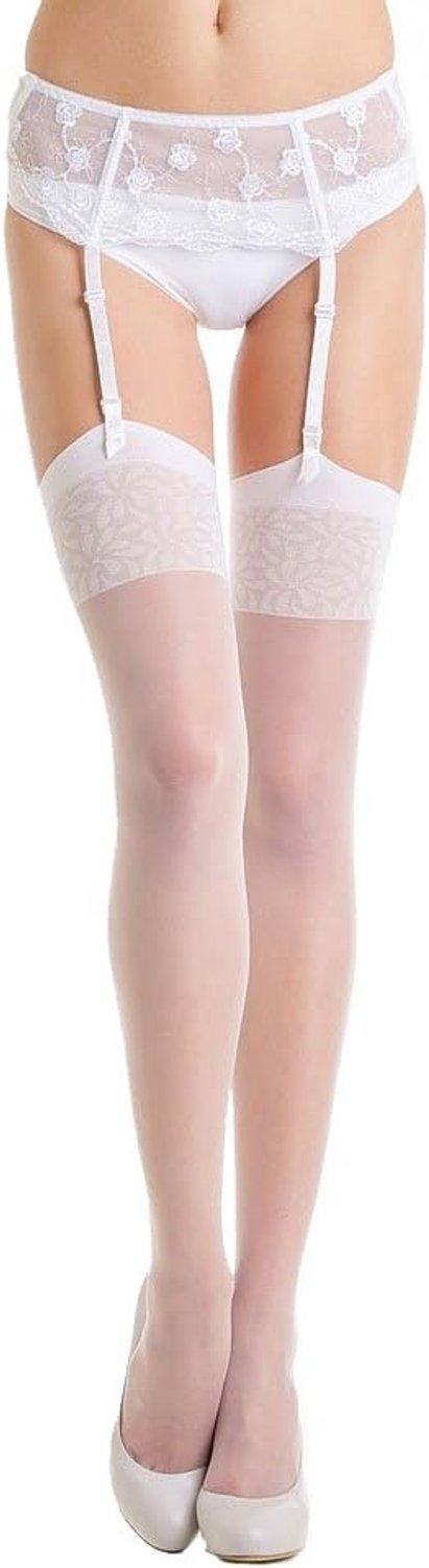 Fiore Dames Kousenbandkousen 20 Denier Wit