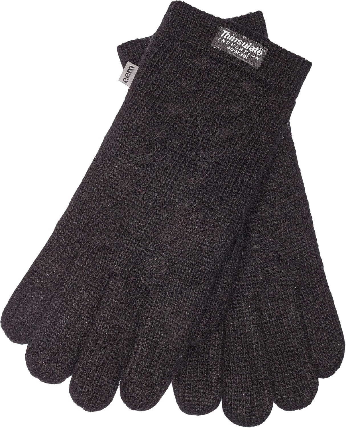 Dames Wollen Handschoenen met Thermische Voering - Kabelsteek