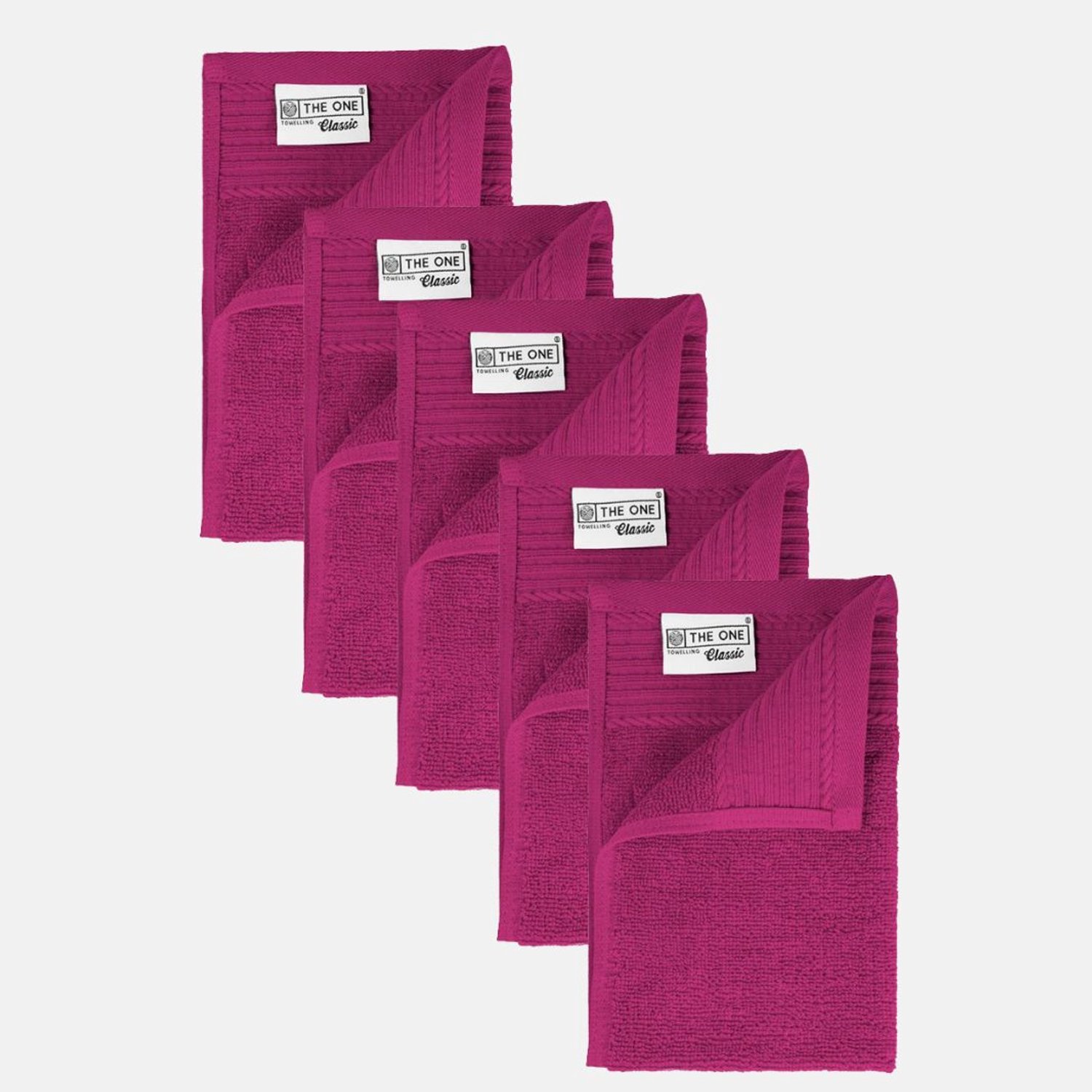 The One Towelling Gastendoek - 30x50 cm - 5 stuks - Hotelkwaliteit - 450 g/m² - 100% Gekamd katoen - Magenta