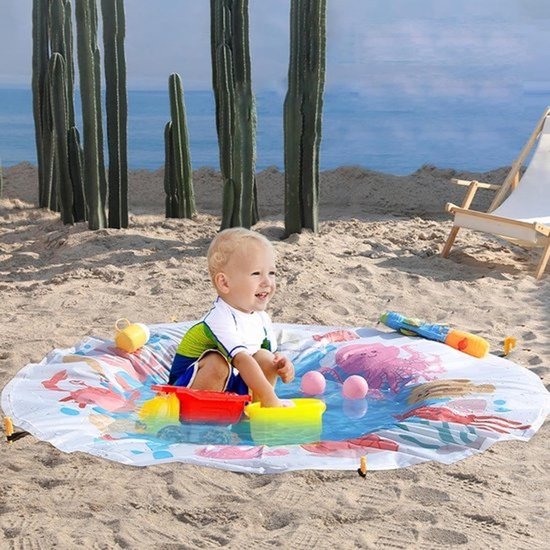 Babyzwembad voor op het strand - Draagbaar badje voor baby's - Buitenshuis speelplezier - Om te bouwen tot 2-in-1 - Rond met een diameter van 140 cm - Veelkleurig — afbeelding 2