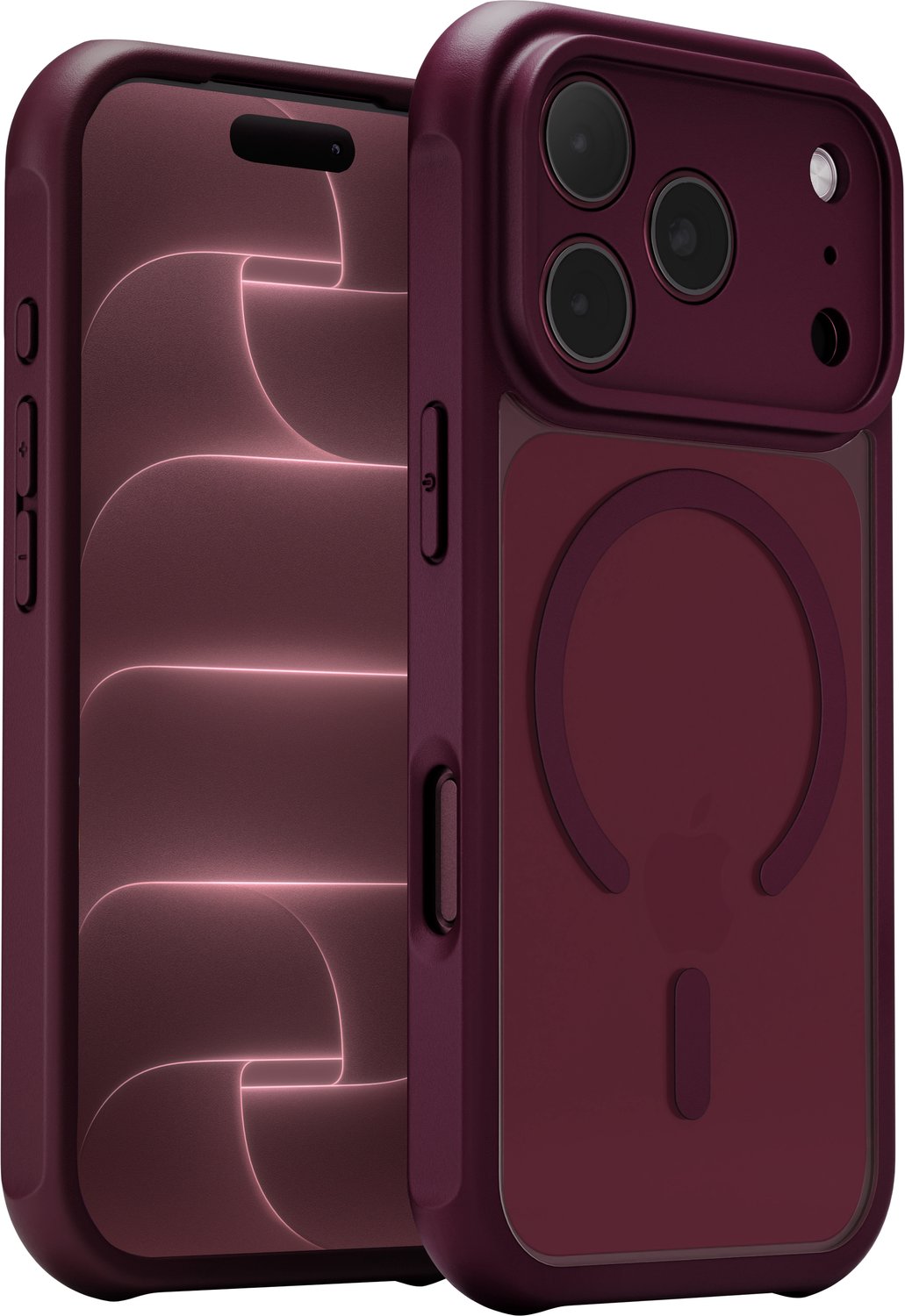 Reovo ClearMag Hoesje Geschikt voor iPhone 18 Pro Max - Geschikt voor MagSafe - rood burgundy