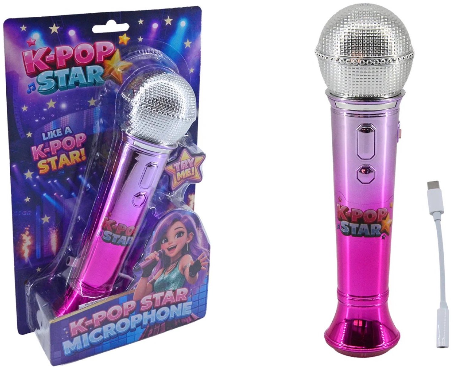 Johntoy K-pop microfoon speelgoed roze voor kinderen muziekplezier.