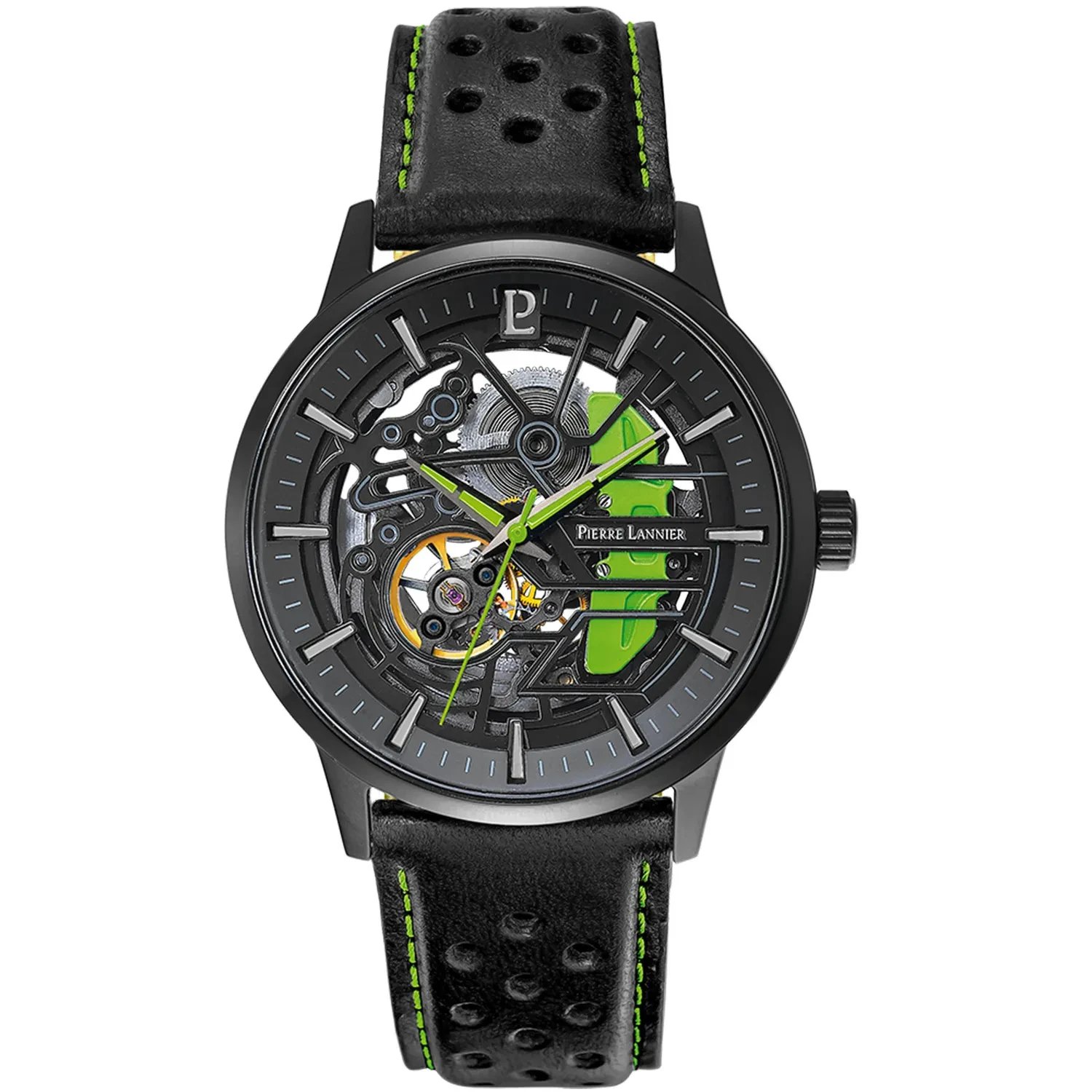 Pierre Lannier Paddock 341A477 Horloge - Leer - Zwart - Ø 43 mm