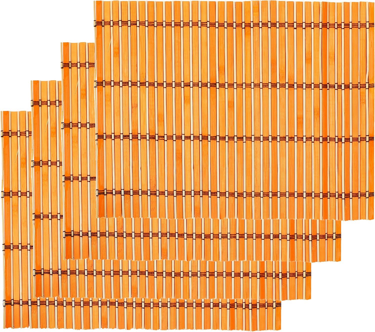 Set van 4 Bamboe Placemats 30x40 cm - Oranje/Beige