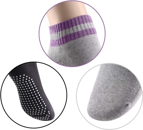 4 Paar Antislip Sokken met Massagedemping - Yoga & Pilates — afbeelding 3