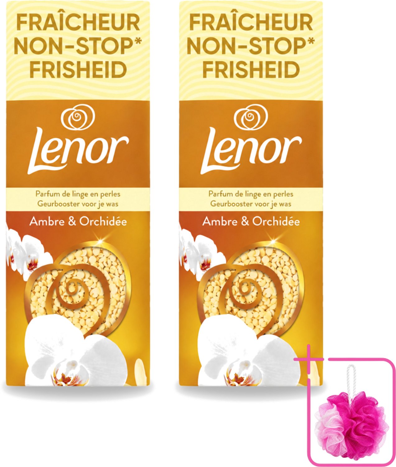 2 x Lenor – Geurbooster – Amber & Orchidee – 12 Wasbeurten – 155 g - Bulkverpakking - Geurparels - Douchemop - Wasgeur
