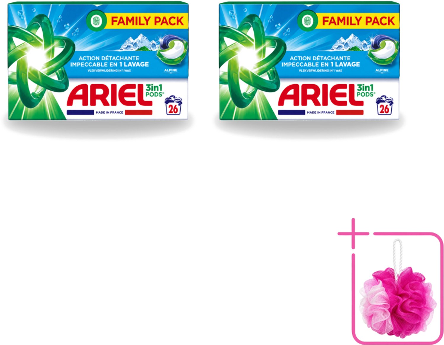 2 x Ariel – Pods 3in1 – Alpine – 26 wasbeurten - Bulkverpakking - Ariel 3in1 Pods Alpine - Douchemop - Wasmiddel 26 wasbeurten
