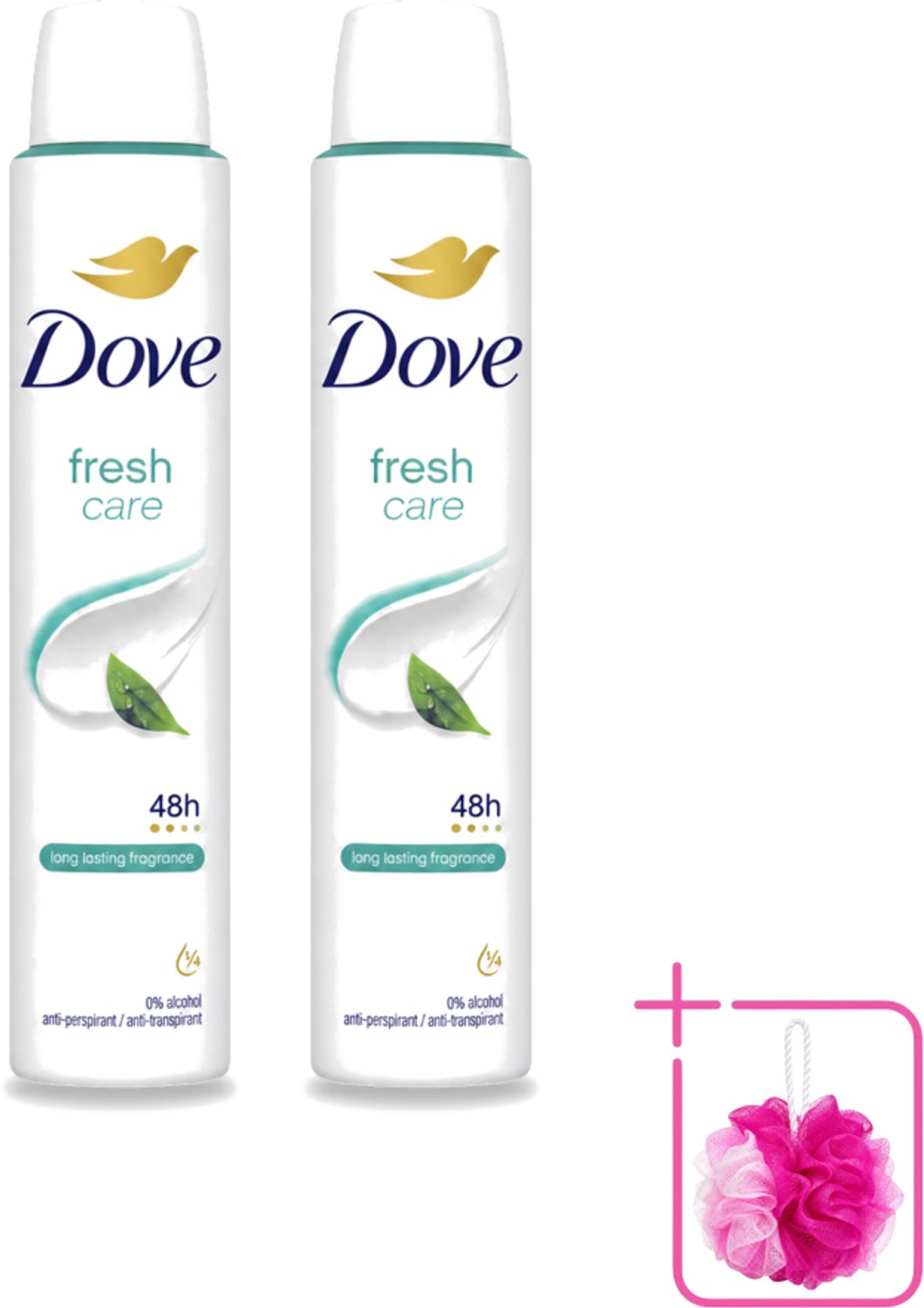 2 x Dove – Deodorant Spray – Fresh Care – 200 ml - Bulkverpakking - Anti-transpirant spray - Douchemop - Zweetvermindering