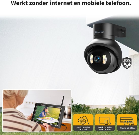 SecuFirst CWL418S Met 7 inch monitor en 1x Draaibare Beveiligingscamera - Zwart — afbeelding 5