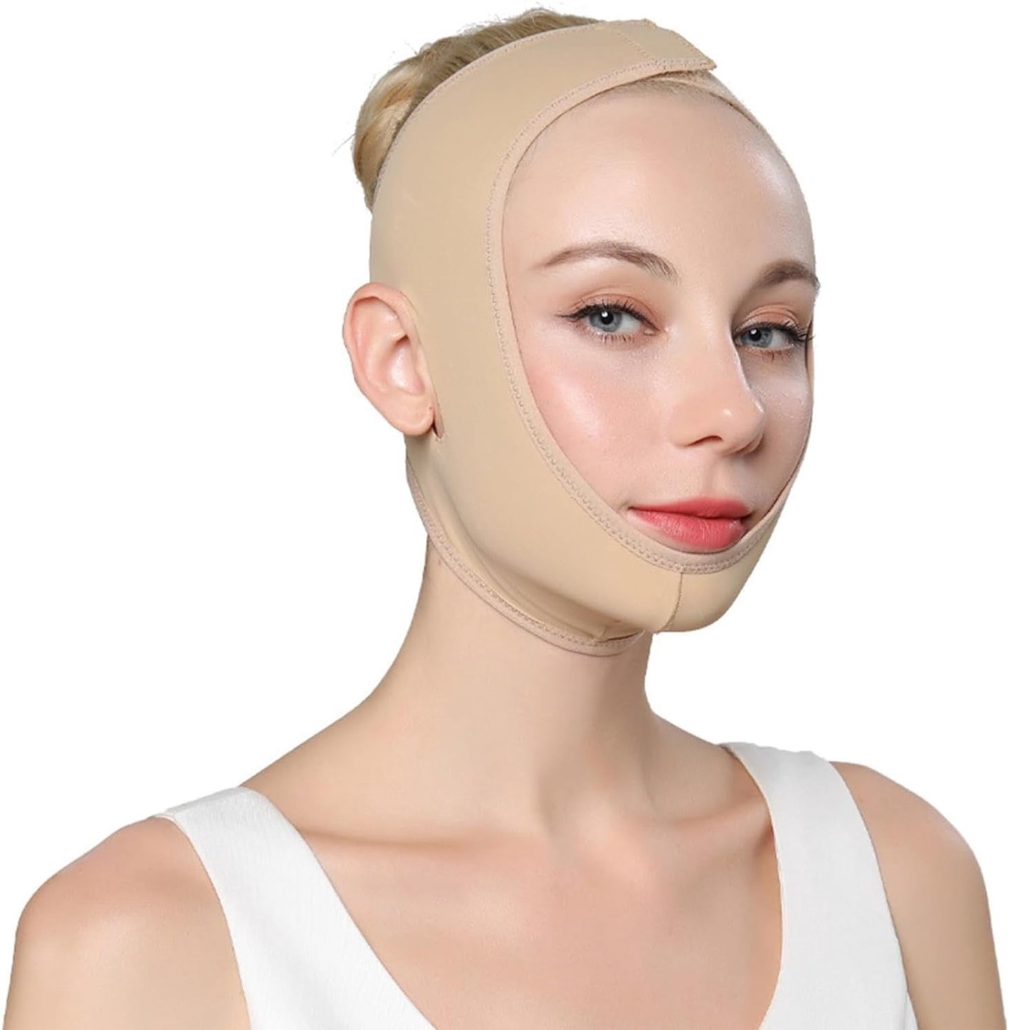 Ademend V-vormig gezichtsmasker voor het verminderen van een dubbele kin, herbruikbaar en slankmakend, ideaal voor het verfijnen van gezichtscontouren en het verbeteren van de huidstructuur
