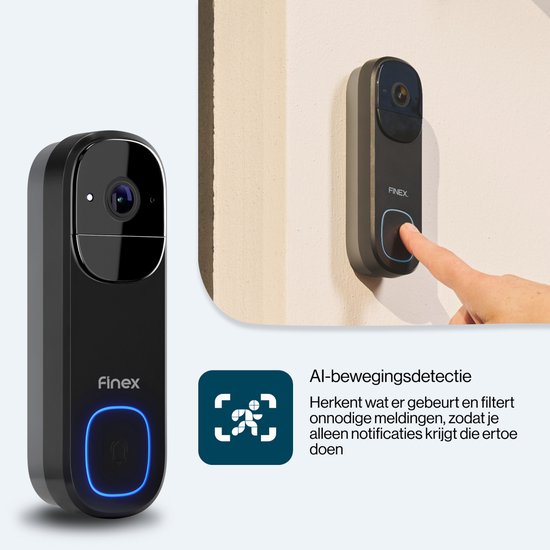 Finex Video Deurbel V3 - 4K Ultra HD - Inclusief Binnenbel - AI bewegingsdetectie - Geen abonnement - Vast stroom of Batterijen - WiFi - T-ring geluid - Slimme Draadloze Video Deurbel Met Camera — afbeelding 4