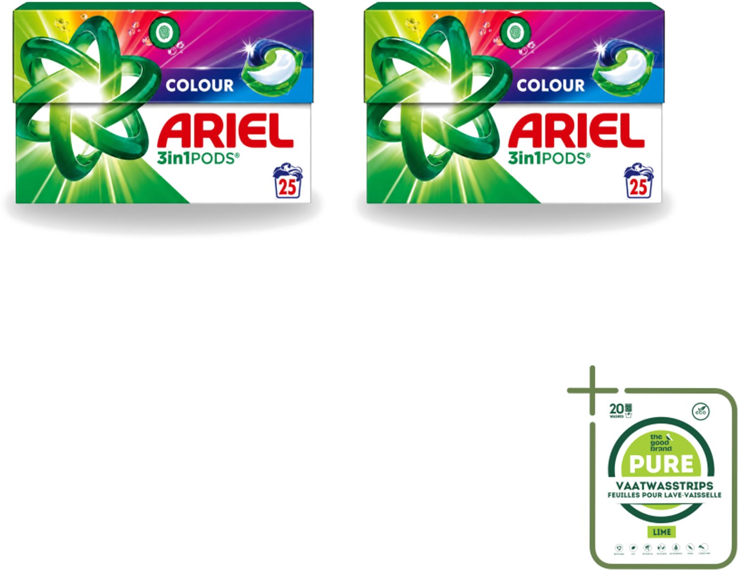 2 x Ariel – Pods 3in1 – Color – 500 g – 25 wasbeurten - Grootverpakking - Vaatwasstrips - Kleurwas - Kleurbehoud - Wasmiddel - 3in1 Pods - Ariel Pods