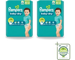 2 x Pampers – Luiers – Baby Dry Maat 6 – 22 Luiers - Grootverpakking - Vaatwasstrips - Baby Luier - Droge Luier - Luier Voor Baby - Luier Maat 6 - Lekbescherming