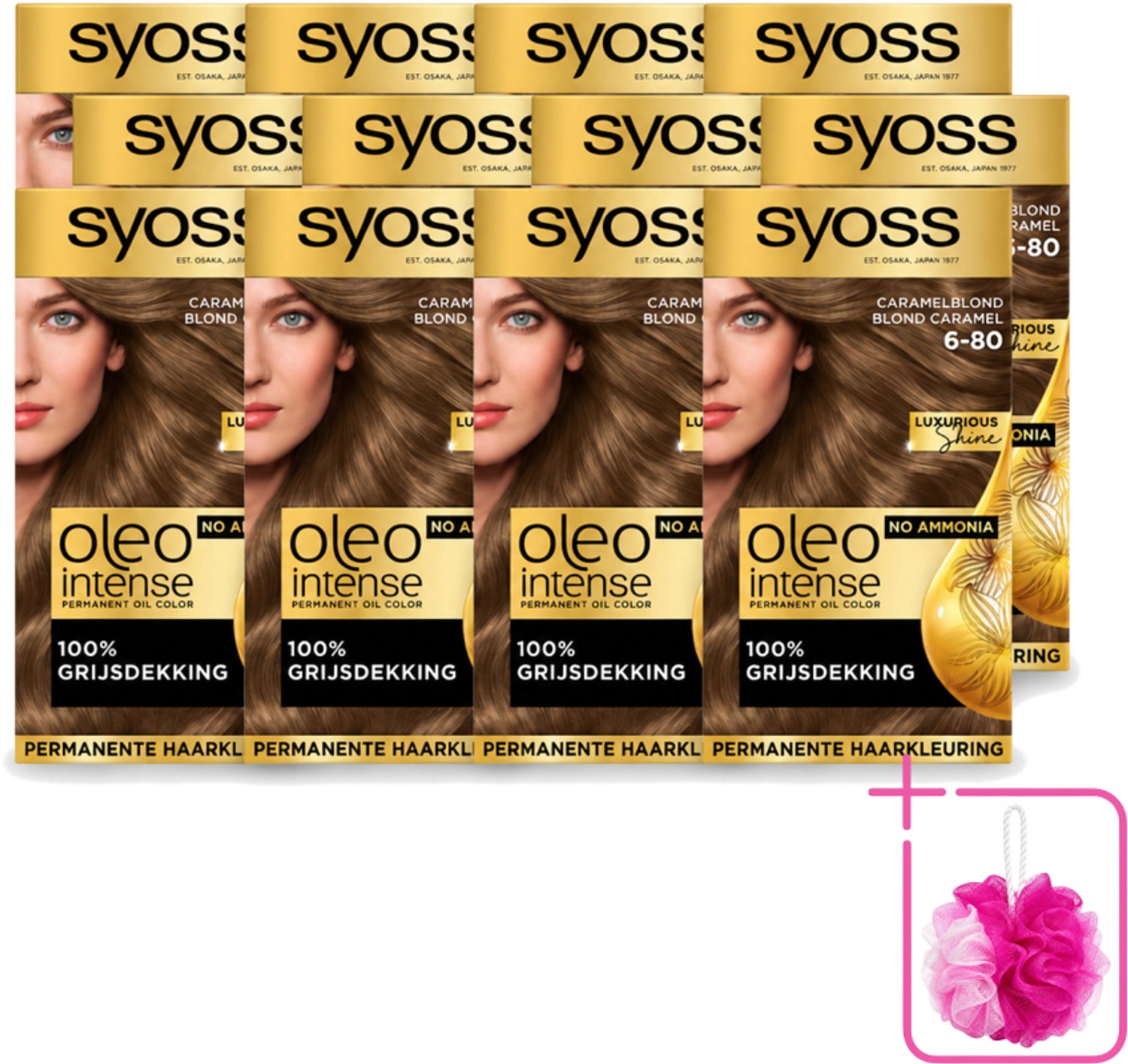 12 x SYOSS - Oleo Intense 6-80 - Haarverf - Permanente Haarkleuring - Caramelblond - Langdurige Kleur - Bulkverpakking - Haarkleur - Douchemop - Caramelblond