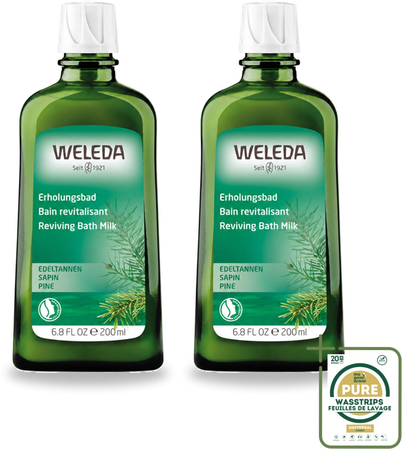 2 x WELEDA - Verkwikkingsbadmelk - Zilverspar - 200 ml - Wasstrips - Badmelk - Ontspanning - Zilverspar - Aromatherapie - Natuurlijke Badmelk