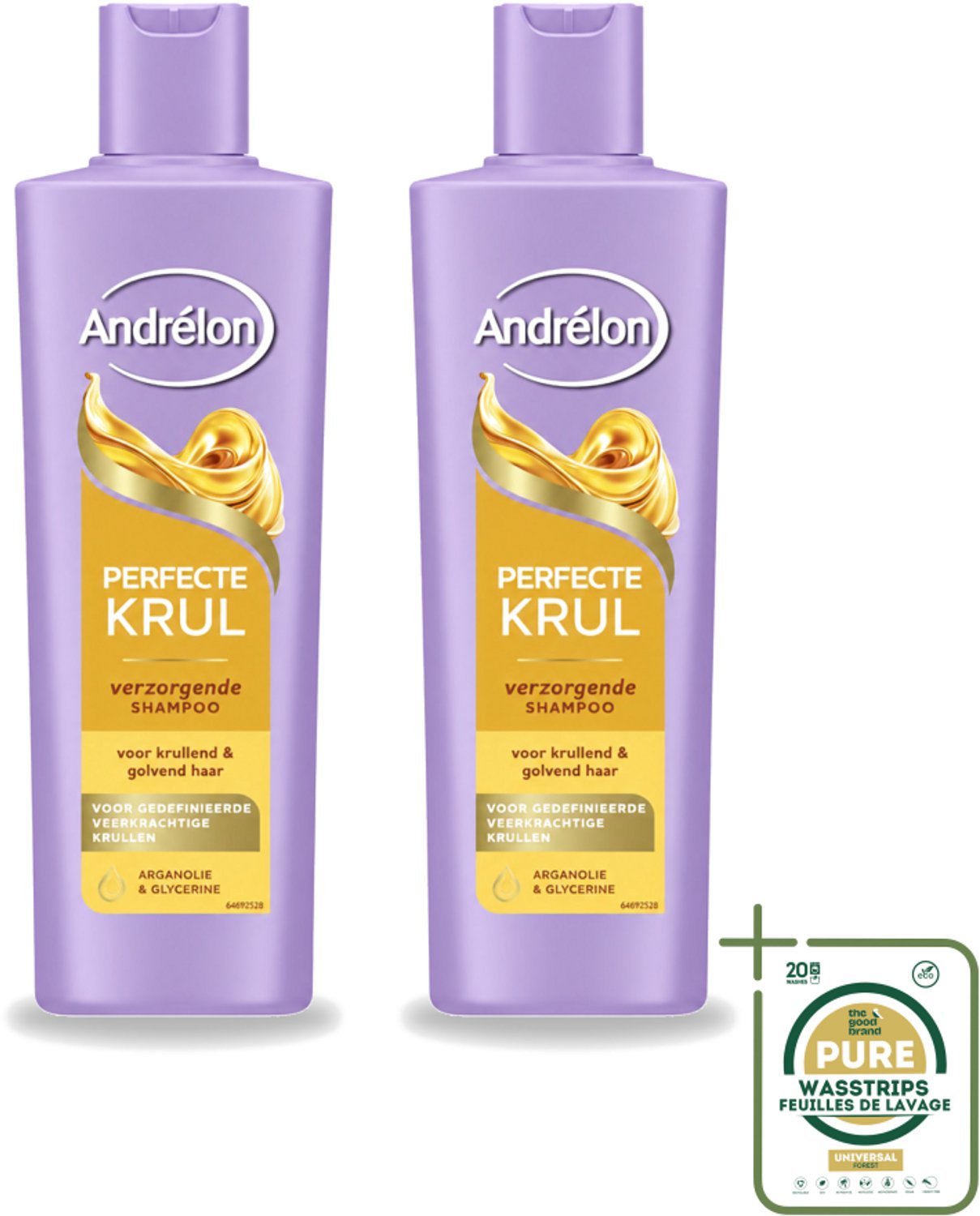 2 x Andrélon – Shampoo – Perfecte Krul – 250 ml - Wasstrips - Krullen Verzorgen - Krulshampoo - Krulverzorging - Pluisvrij Haar - Kruldefinitie