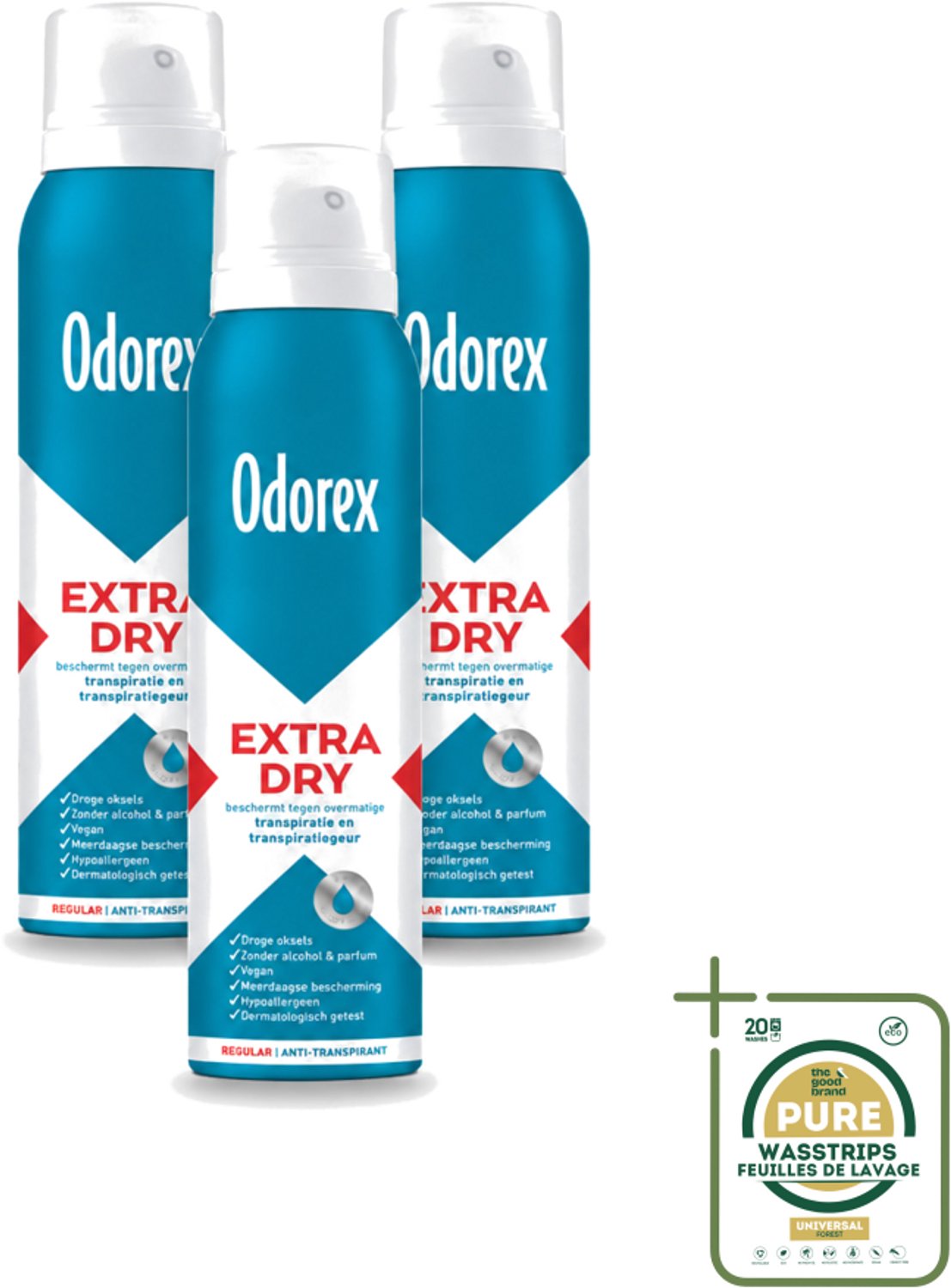3 x Odorex – Anti-transpirant spray – Extra Dry Regular – 150 ml - Anti-transpirant Spray - Extra Droge Oksels - Meerdaagse Bescherming - Transpiratiegeur - Huidvriendelijk