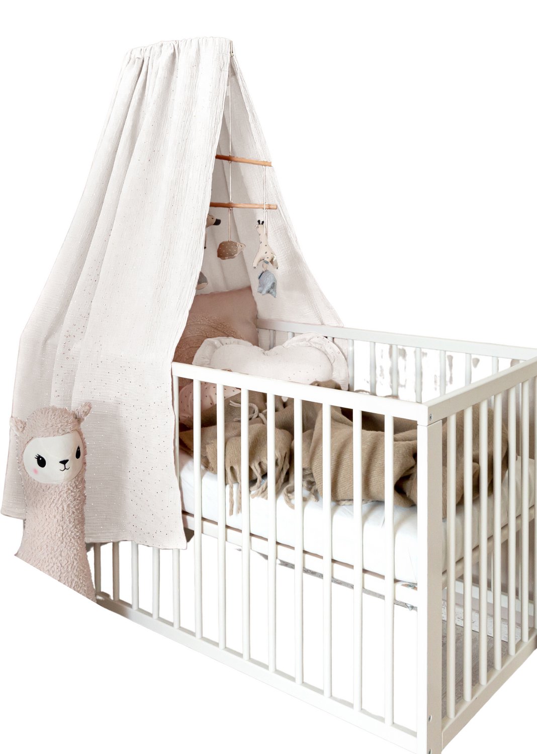 LILIMAUS Klamboe voor ledikant - hemeltje babybed - mousseline katoen - 140 cm - wit