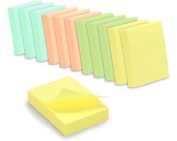 WAYTEX Pastel Kleur Post-its - 1200 Vel, 12 Blokken, 3.75x5cm