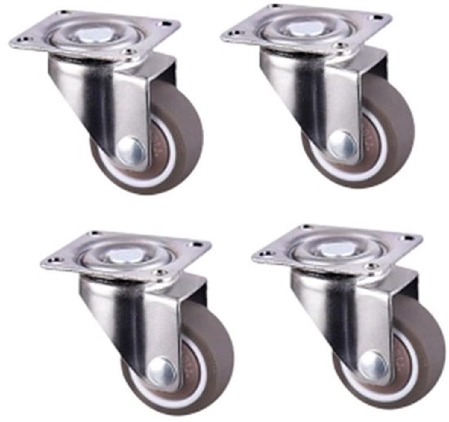 Meubelwielen set - Zachte wielen - Voor meubels - Stille loop - 15 inch - Zilver