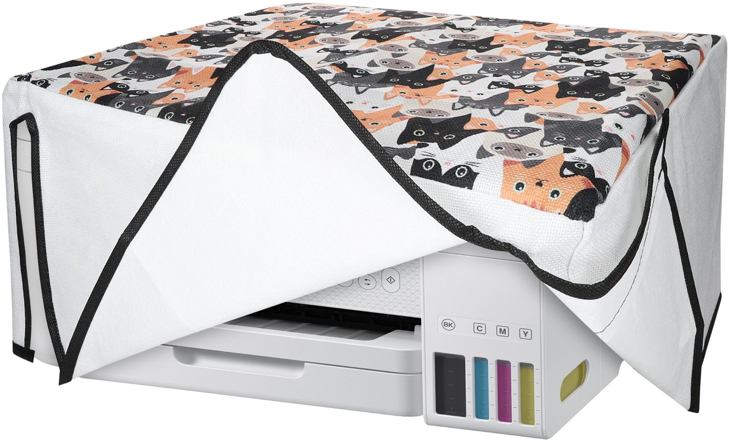 kwmobile linnen hoes geschikt voor Epson Eco Tank ET-3850 / Eco Tank ET-4856 cover - Printer beschermhoes - Katten design