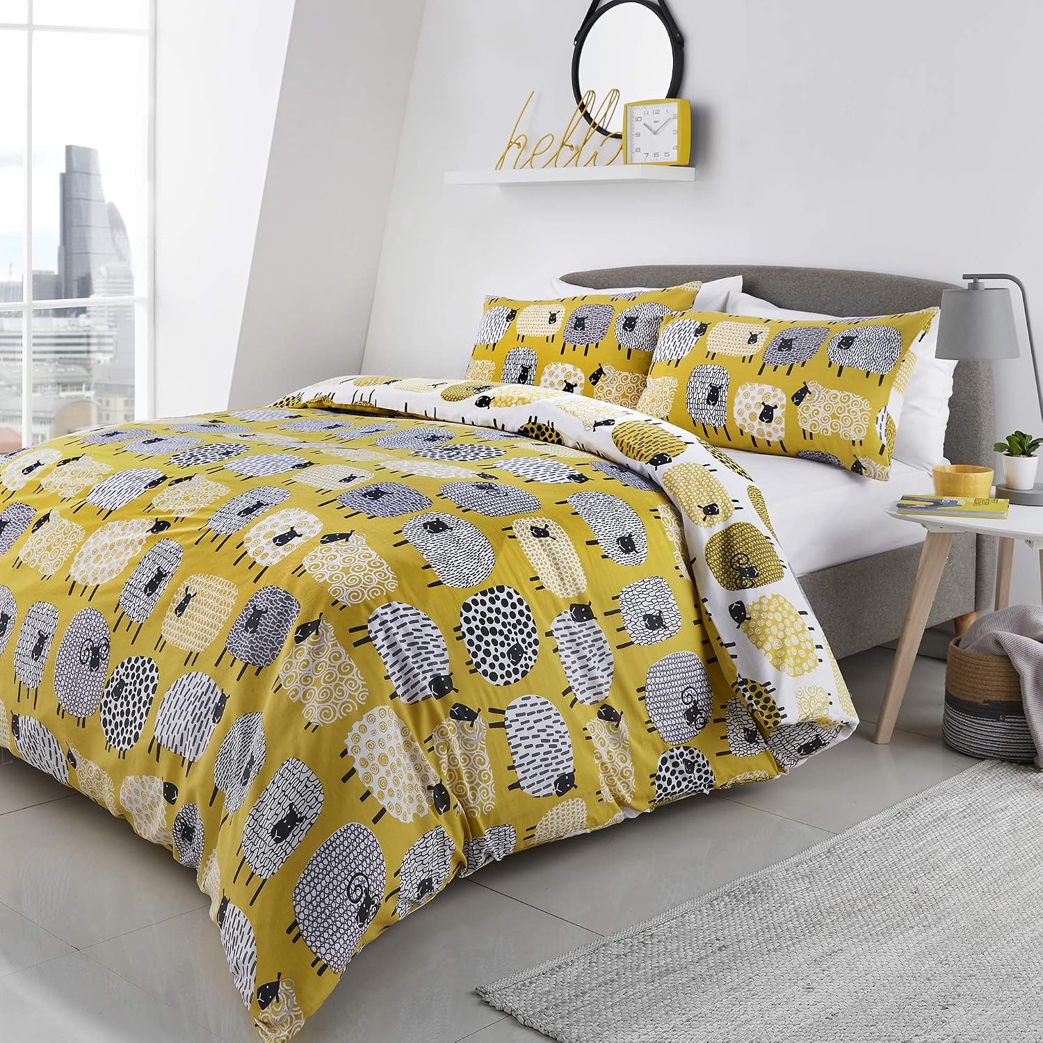 Fusion Dekbedovertrek Set Enkele Maat - Gele Schapen Print