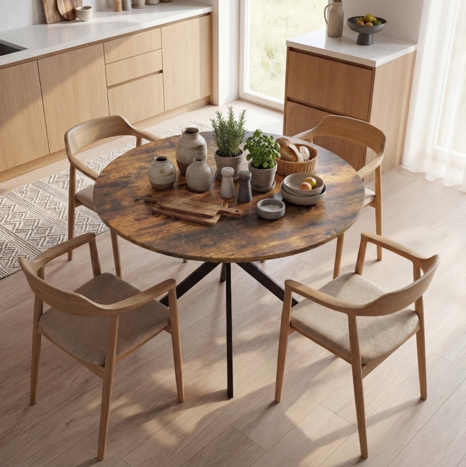 CHICFURN Eettafel - 4 personen - krasbestendig - X-poot - Rustic Brown Rustiek bruin