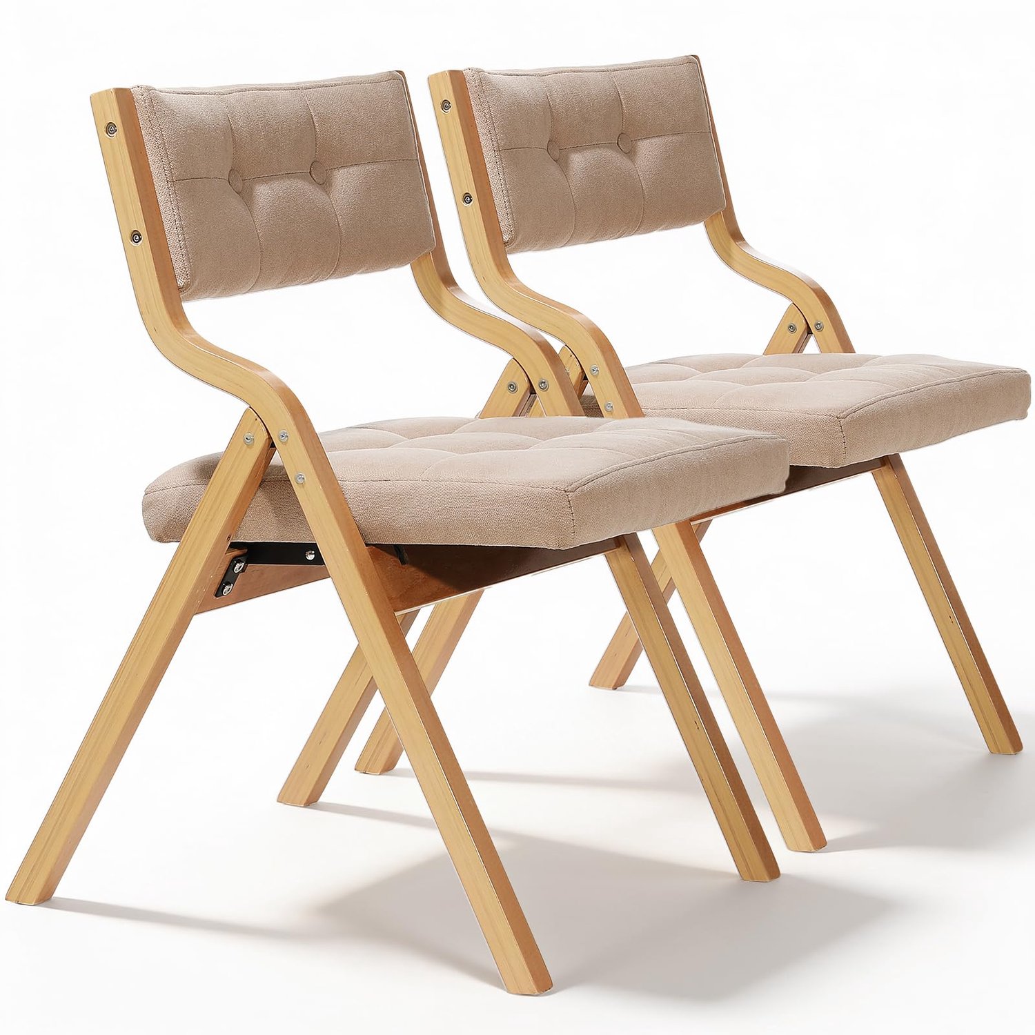 TLGREEN Klapstoelen met Kussen - 2 Stuks - voor gasten keukens kantoren bruiloften feesten - Beige