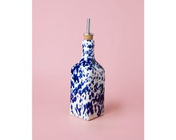 Olijfolie dispenser - Perzië - Wit Blauw - Spaans - Handgemaakt - 475ml - Keramiek - Wit - Geel - Zwart - Keuken - Koken - Bakken - Olijf - Fles