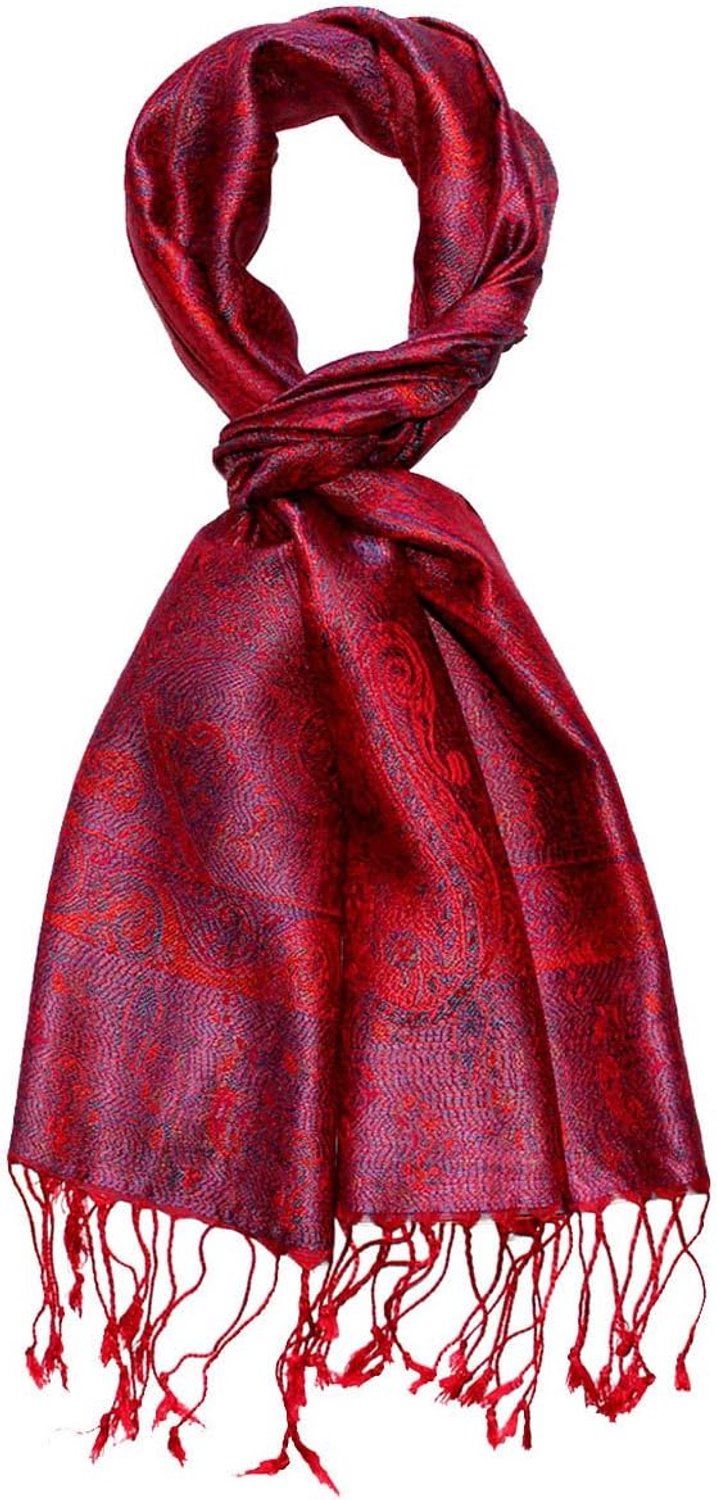 Zijden Sjaal Heren - Jacquard Geweven Paisley Patroon, Rood