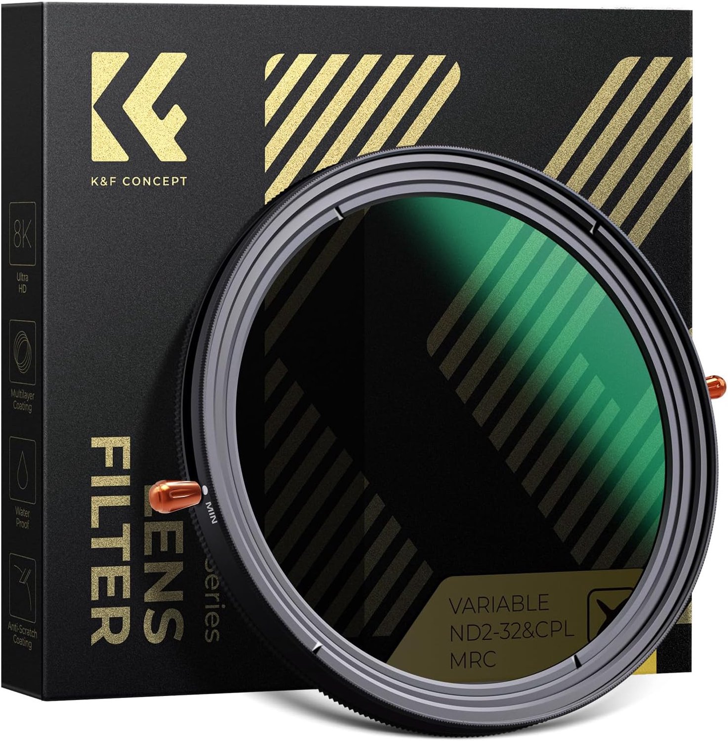 K&F Concept 82mm ND2-32 CPL 2-in-1 Filter - Variabel Grijs & Polarisatie